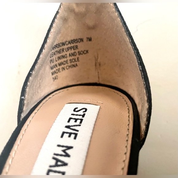 STEVE MADDEN CARRSON ANKLE STRAP BLACK HEELED SANDALS SIZE 7 UPPER LEATHER - Picture 8 of 8